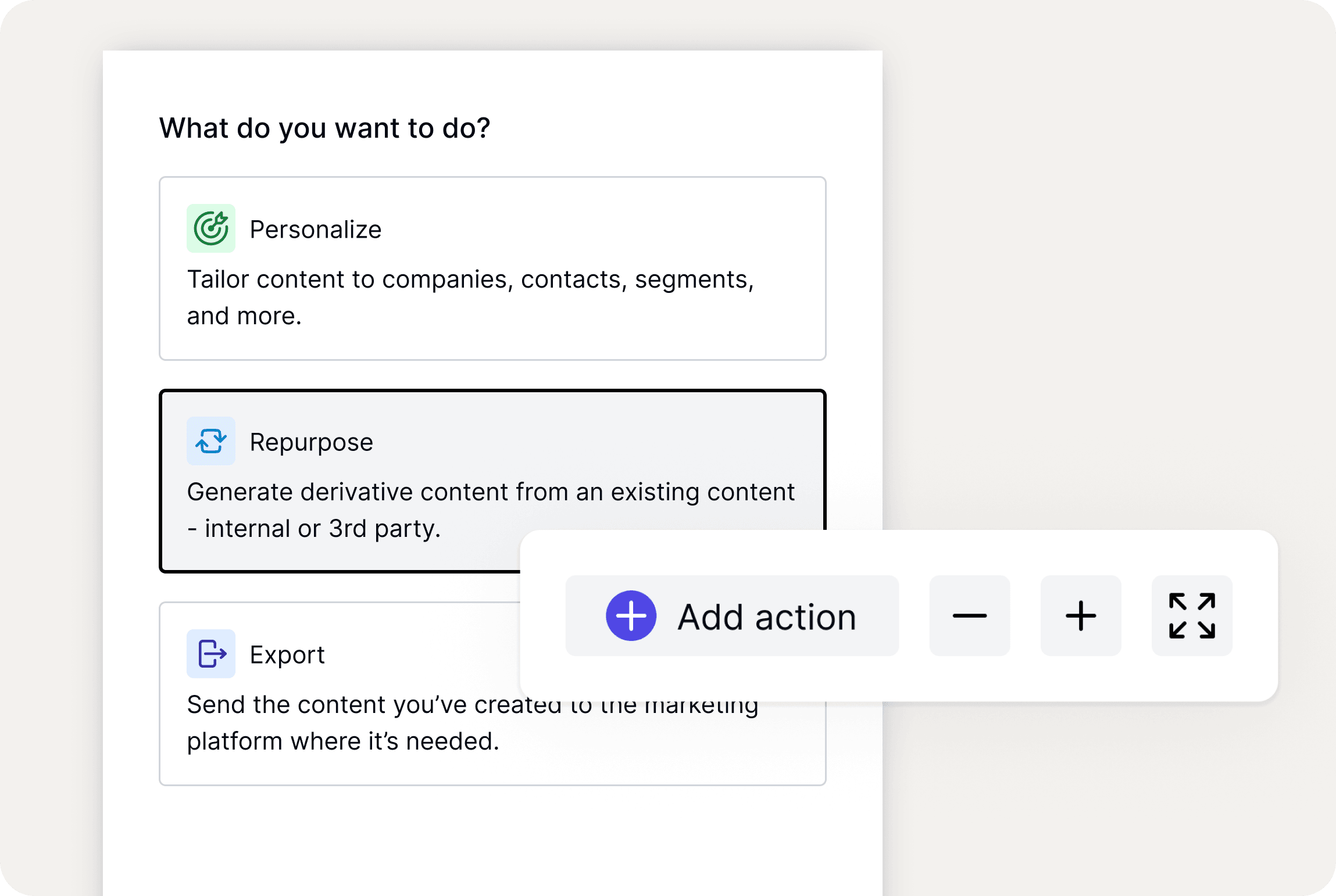 Adding actions in the campaign builder